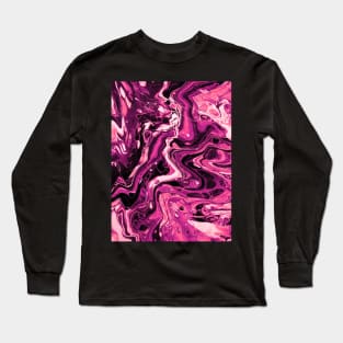 Going Nuclear - Abstract Acrylic Pour Painting - Hot Pink Variant Long Sleeve T-Shirt